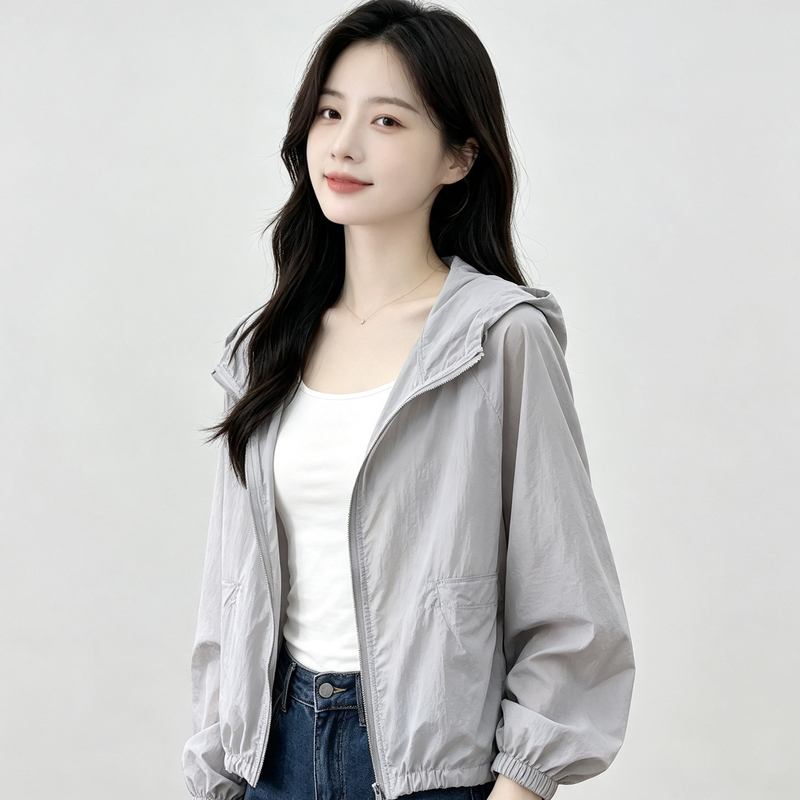 Loose-Fitting Sun Protection Clothing for Women, Summer Thin Breathable Anti-Uv Hooded Sun Protection Clothing, Versatile Casual Short Jacket