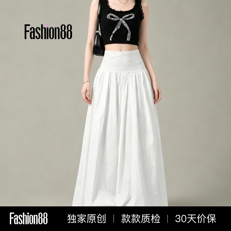 Extended White High-Waisted Skirt for Women, 2026 Summer New Style, Drapey and Slimming, with Side Zipper, Yamamoto Long Skirt Extended White High-Waisted Skirt for Women, 2026 Summer New Style, Drapey and Slimming, with Side Zipper, Yamamoto Long Skirt