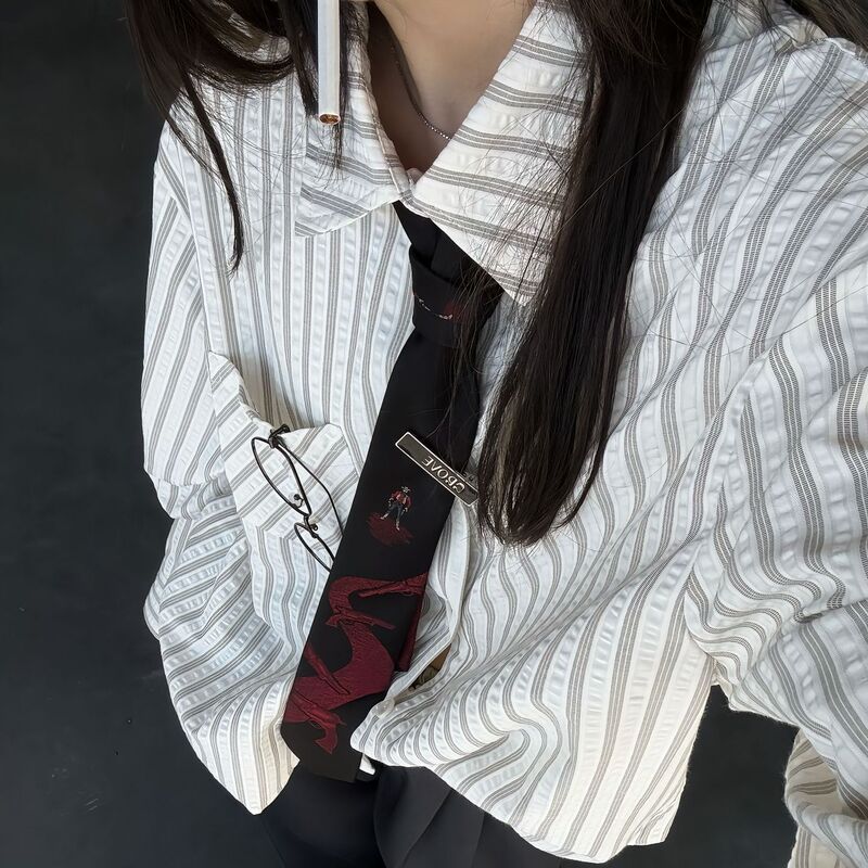 American-Style Lazy Striped Seersucker Shirt for Men and Women, Casual Regular Shoulder Long-Sleeve Shirt with a Sophisticated Retro Striped Design American-Style Lazy Striped Seersucker Shirt for Men and Women, Casual Regular Shoulder Long-Sleeve Shirt with a Sophisticated Retro Striped Design