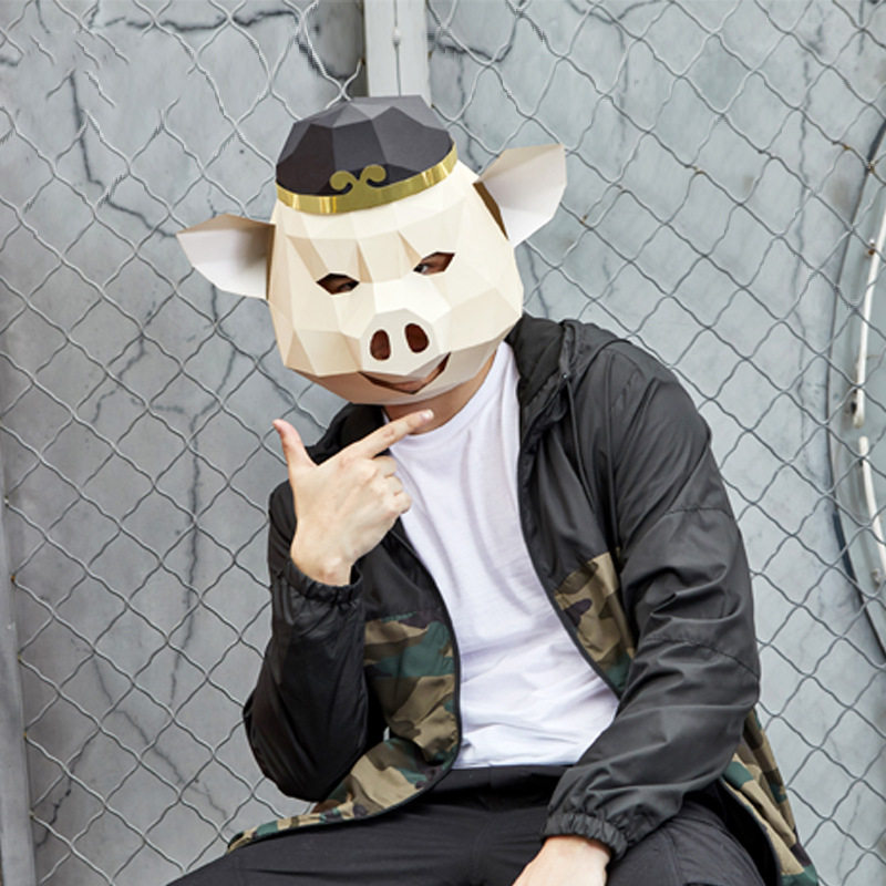 豚のペーパーDIYマスク ハロウィン ロールプレイング クリエイティブ カートゥーンおもちゃ
