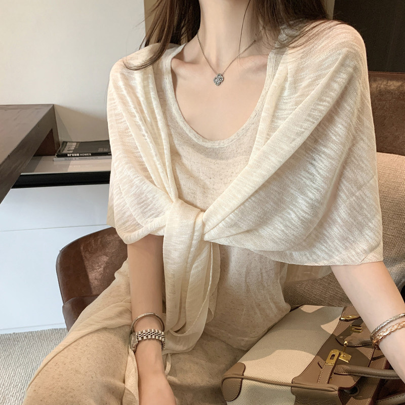 Old Money Style Cool Linen Shawl for Women, 2026 Summer New Lightweight Breathable Air-Conditioned Room Cape Scarf Old Money Style Cool Linen Shawl for Women, 2026 Summer New Lightweight Breathable Air-Conditioned Room Cape Scarf