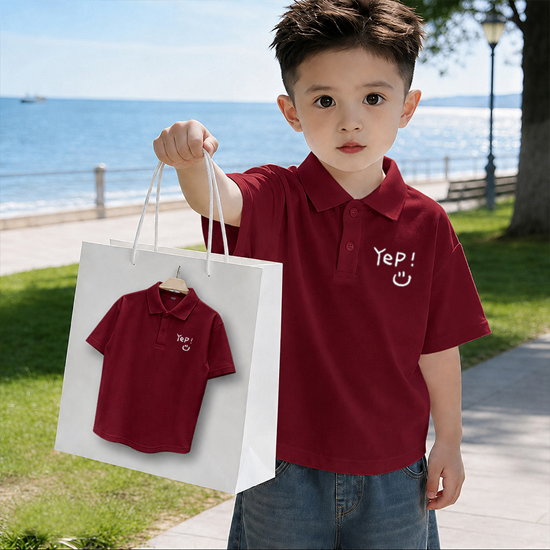 Boys' Burgundy Polo Shirt, New Summer Style for Small and Medium-Sized Children, Pure Cotton, Breathable Short-Sleeve T-Shirt, Stylish Top Boys' Burgundy Polo Shirt, New Summer Style for Small and Medium-Sized Children, Pure Cotton, Breathable Short-Sleeve T-Shirt, Stylish Top