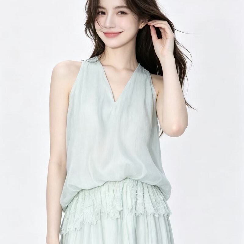 New Chinese-Style Green Spaghetti Strap Dress for Women, 2026 New Model, Stunningly Beautiful Summer Dress with a White Moonlight Vibe, Long Dress