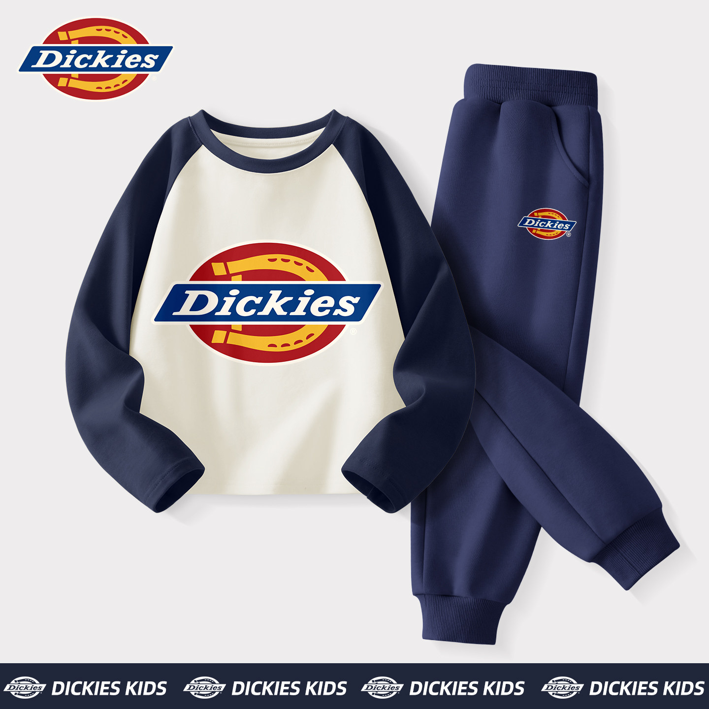Костюм для мальчиков Dickies, новинка 2026 года, красивая и модная футболка с длинными рукавами для мальчиков, весенний детский тренд из двух предметов