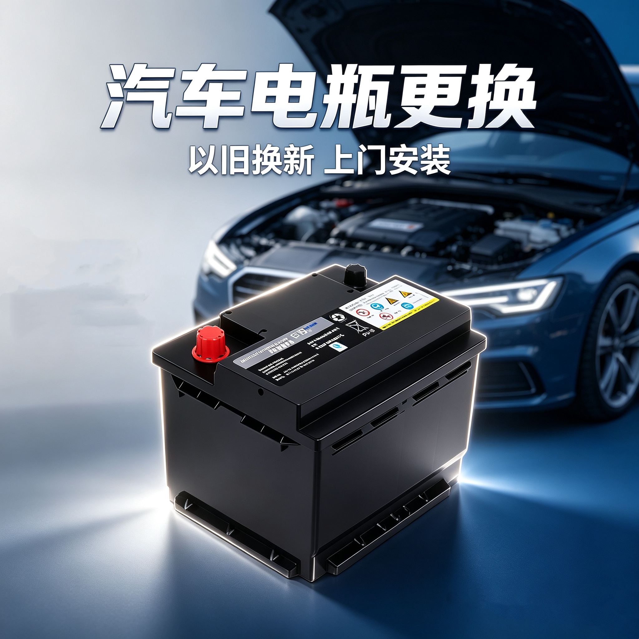 汽车电瓶免费上门安装暖他一整天的LOGO