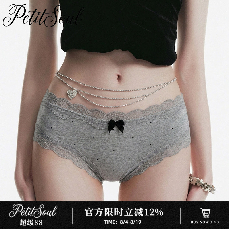 [Ps] Pure Desire Style Retro Polka Dot Panties for Girls, Pure Cotton Crotch, Sweet Lace Trim, 2026 Women's Briefs