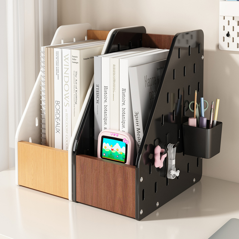 Perforated Board Desktop Book Stand Student Desk Vertical Book Organizer Office Desk A4 File Storage Frame