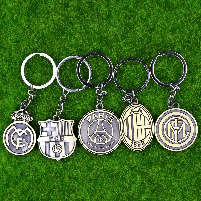 Five major leagues La Liga Premier League Bundesliga Ligue 1 football fans commemorative pendant vintage bronze keychain