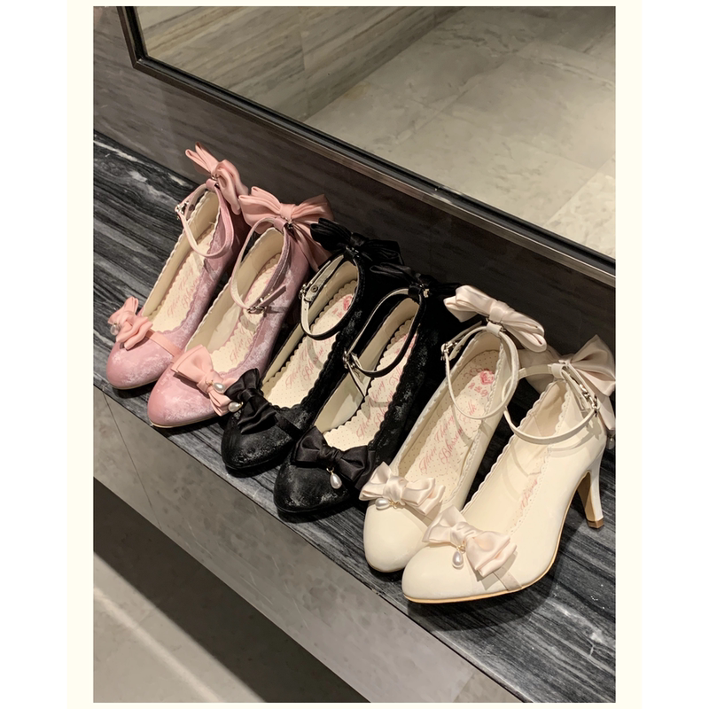 In Stock Miss Wei'Er Lolita Original Suede Coming-Of-Age Ceremony Elegant Cla Butterfly Stiletto Heels