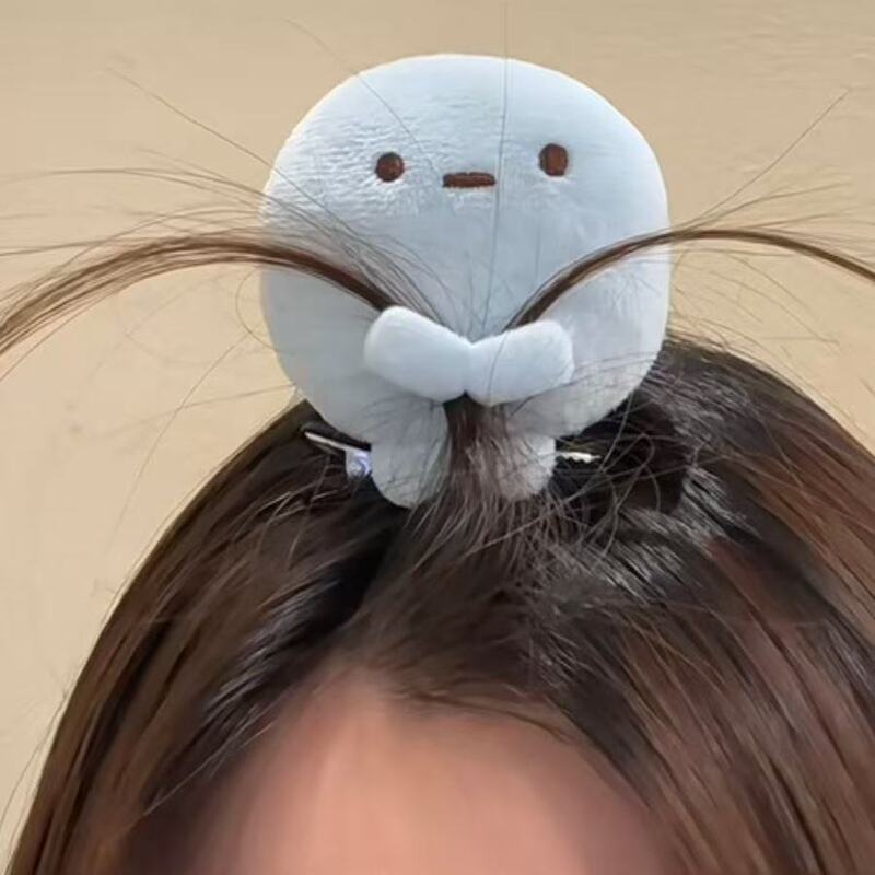Cute Hairpin Corner Creature Three-Color Round Figurines in Pink, Blue, and Yellow, Gift for Good Friends, Plush Toy Cute Hairpin Corner Creature Three-Color Round Figurines in Pink, Blue, and Yellow, Gift for Good Friends, Plush Toy