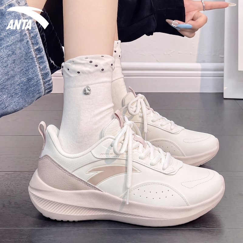 Anta Leather Sports Shoes for Women in Autumn, Soft-Soled Shock-Absorbing Running Shoes for Junior High School Students, Student Casual Shoes, Pink Women's Shoes Anta Leather Sports Shoes for Women in Autumn, Soft-Soled Shock-Absorbing Running Shoes for Junior High School Students, Student Casual Shoes, Pink Women's Shoes
