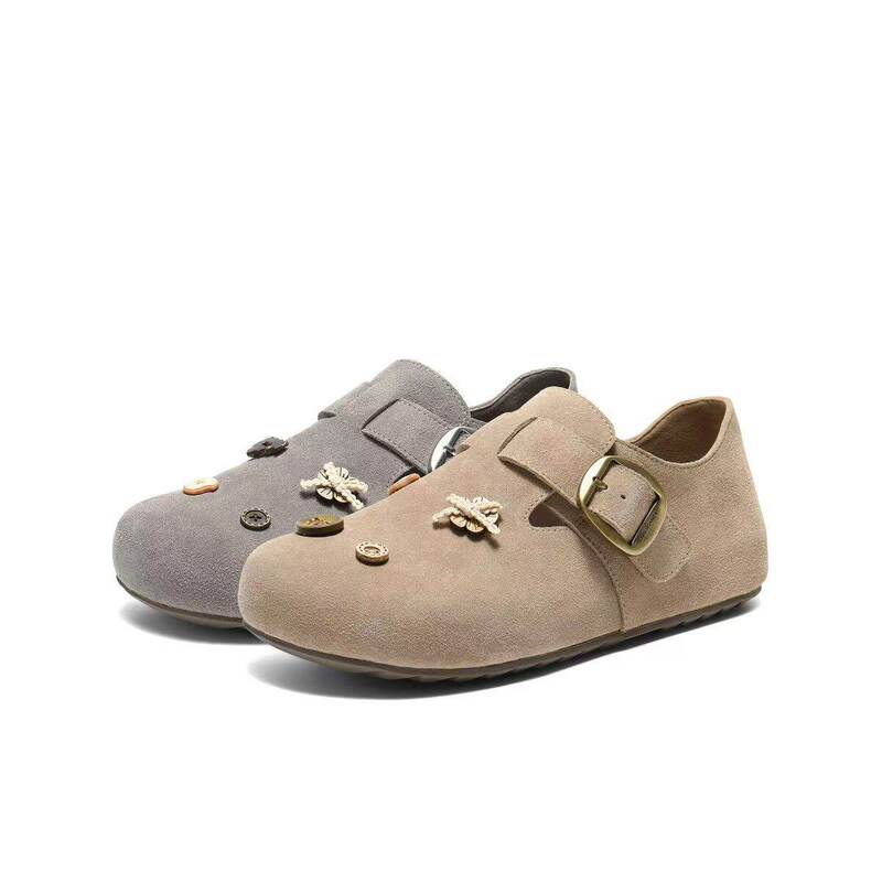 【Cowhide + Rubber Sole】【Rain Color Butterfly】Soft Sole Slip-On Lazy Flat Shoes Versatile Casual Shoes - Fish
