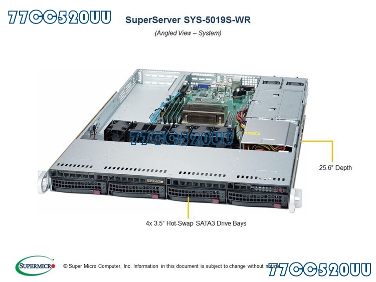 Super Micro SYS-5019S-WR 1U Single LGA1151 Barebone System 4 Memory Slots X11SSW-F