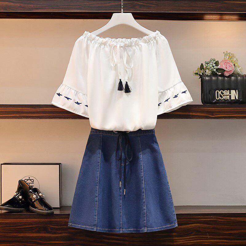 European Standing Fashion Suit Women 2022 Summer New Big Size Women's Clothing Snowspun Shirts Casual slim short dress Two sets