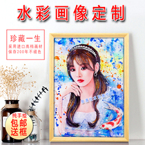 Pure hand painting class Custom watercolor painting Sketch Color lead head hanging painting Portrait oil painting Live photo Surprise gift