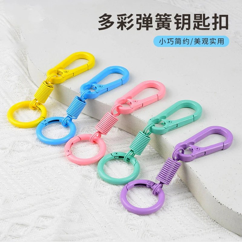 Colorful Spring Keychain Creative Personality Double-Ended Hook for Backpack Accessories Car Key Ring Waist Chain