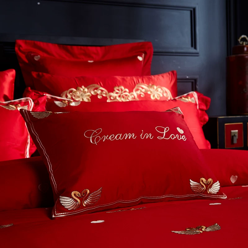 Gối nhỏ Tinh tế lớn màu đỏ gối gối đệm gối có lõi có thể tháo rời và có thể giặt Hôn nhân của hồi môn một