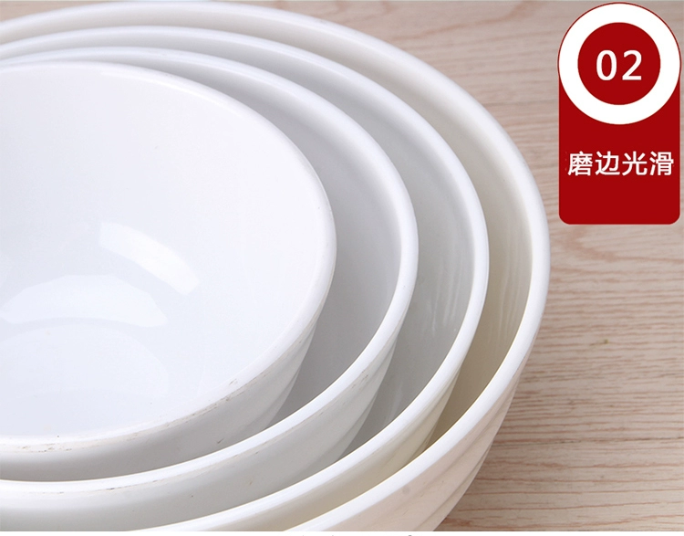 Màu trắng giả sứ bát đĩa melamine bát nhựa bát phở bát phở bát ăn liền bát cơm sợi thô bát nhà hàng - Đồ ăn tối