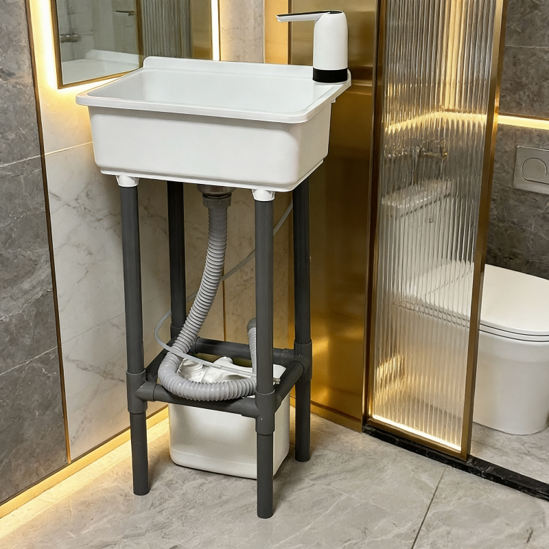 Mobile Wash Basin with Automatic Water Supply, Camping Mobile Sink with Drain Pipe, Mobile Sink for Washing Vegetables, Household Sink