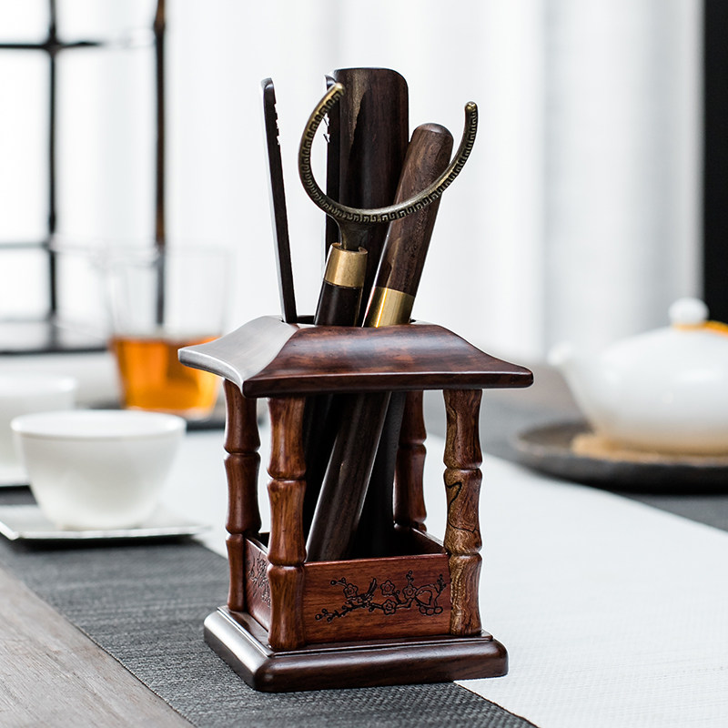 Tea Ceremony Six Gentlemen Set Ebony Kung Fu Tea Set Spare Parts Tea Ceremony Combination Tea Clip Tea Spoon Tea Tray Ornament