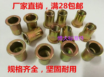 Galvanized rivet nut Flat head stripe rivet nut plated knurled pull mother M4M5M6M8M10M12