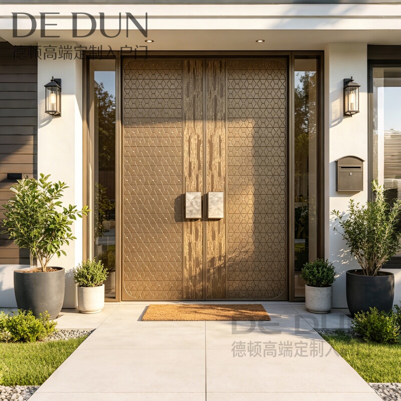 Luxurious Villa with Finely Carved Cast Aluminum Double or Four-Panel Entry Doors, Main Entrance Doors for Self-Built Rural Homes Luxurious Villa with Finely Carved Cast Aluminum Double or Four-Panel Entry Doors, Main Entrance Doors for Self-Built Rural Homes