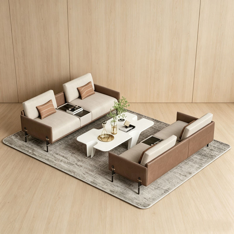 Sales Office Negotiation Sofa, Light Luxury Rest Area, Hotel Lobby Reception Office Sofa and Coffee Table Set