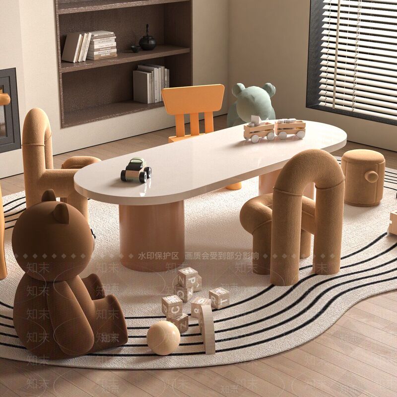 Creative Tables and Chairs for Children's Areas in Sales Offices, Model Homes, Early Education, Uniquely Shaped Handmade Reading Tables, Elevated Play and Painting Tables