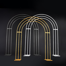 New wrought iron Geometric arch wedding background curved flower door outdoor wedding decoration decoration golden flower door props