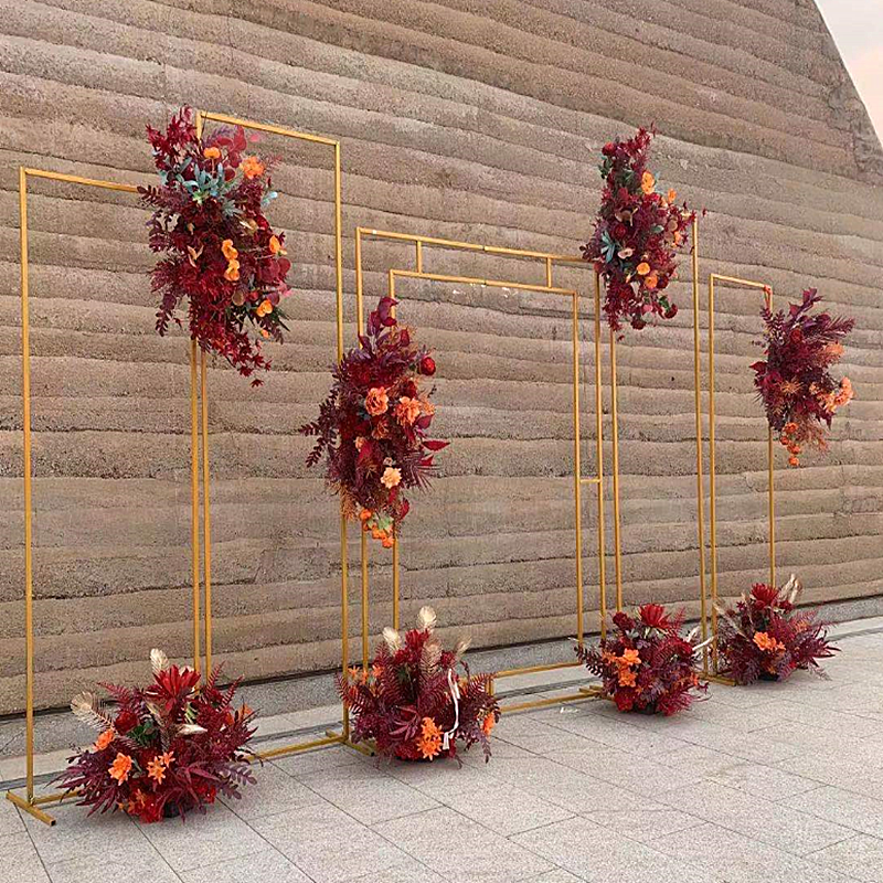 New heat selling wedding ceremony Prop Frame Iron Art Box Geometric Photo Frame Screen Rectangular Body T Table Background Decoration