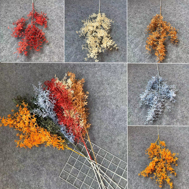 Wedding Celebration Red Emulation Rose Grass Cypress Leaf Flower Material Wedding Hall Shop Window Decoration Overhanging Ceiling Background Road Leading Flower Arrangement