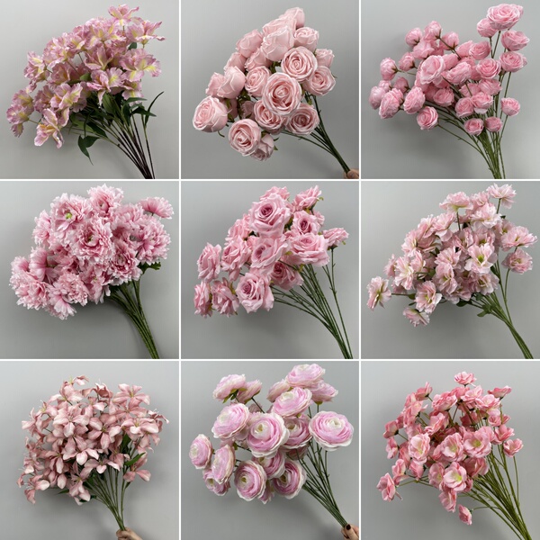 Pink 10 Pieces Artificial Flower Wedding Rose Ranunculus Asiaticus Decorative Flower Wedding Hall Stage Background Layout