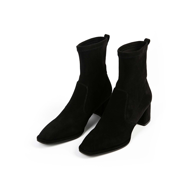 【9-19】Sheepskin Small Square-Toe Slim Boots Hj986223 【9-19】Sheepskin Small Square-Toe Slim Boots Hj986223