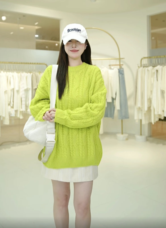 【Source Knitting Women's Clothing】High-Weight Loose and Relaxed Chunky Cable Knit Sweater 23319