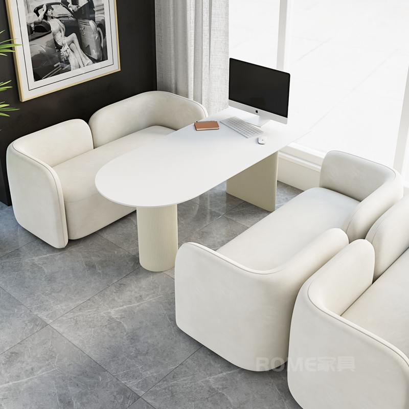 Cream-Style Milk Tea Shop Photo Studio Reception Table and Chair Set, Wedding Dress Shop Lounge Area Sofa, Medical Beauty Consultation Table