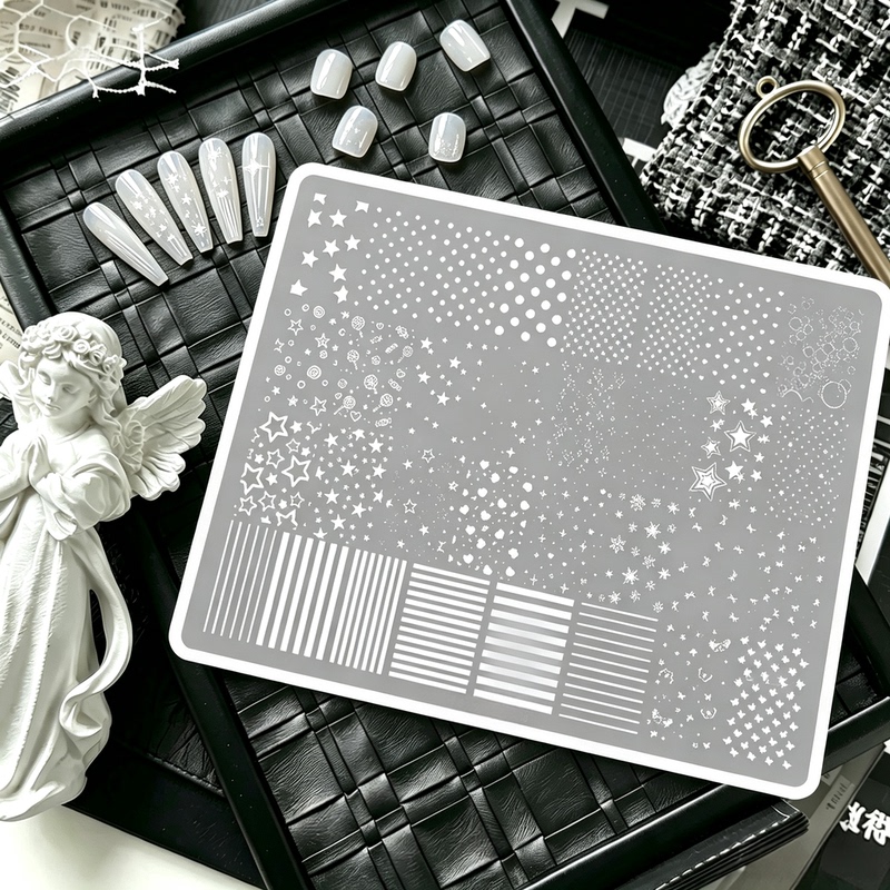 ins Star and Wave Dot Nail Art Stamping Plate Versatile Basic Striped Dot Nail Art DIY Transfer Tool