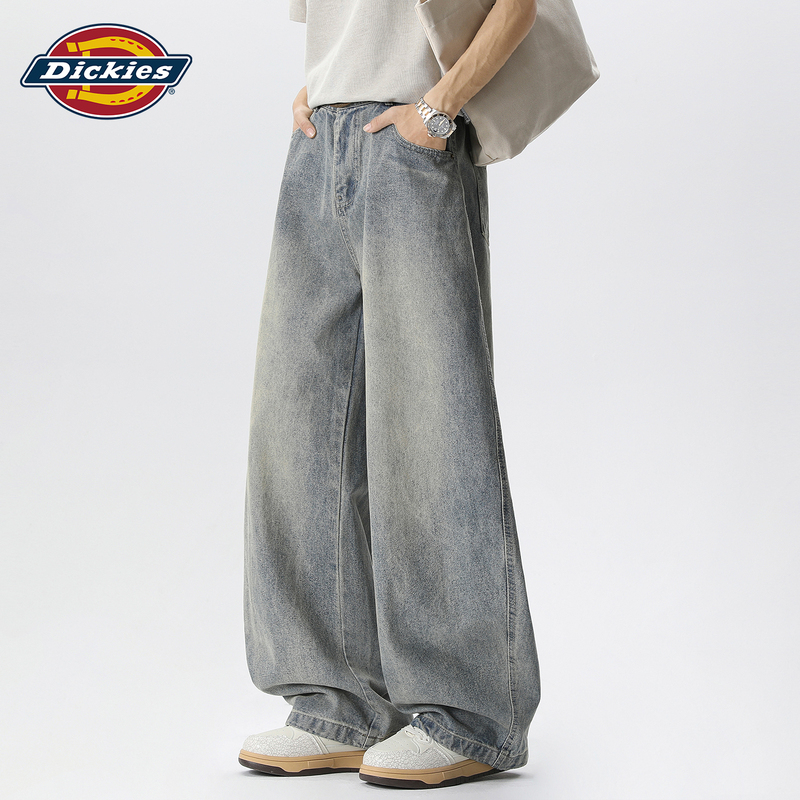 Dickies American-Style Wide-Leg Jeans for Men, 2026 Summer New Loose Straight Retro Washed Long Pants