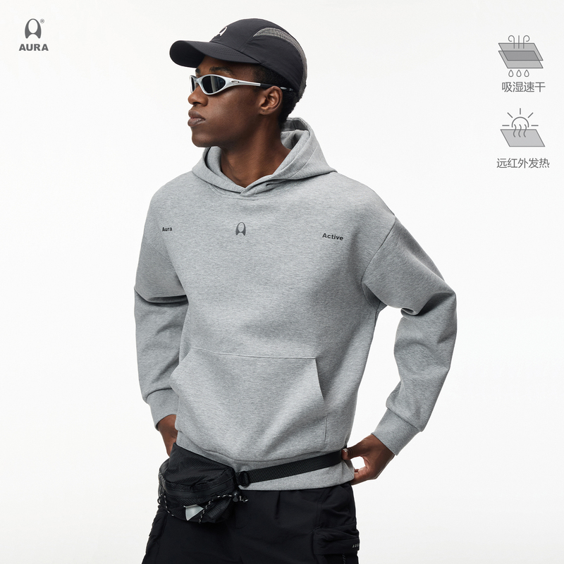 Aura Lyocell Three-Dimensional Air Layer Hooded Pullover Sweatshirt, Autumn 380g Heavyweight Crisp Casual Sports Hoodie