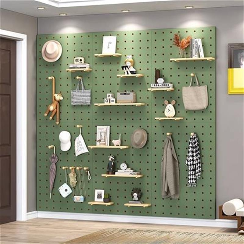 Tl solid wood hole board wall storage rack wooden wall hanging wall bookshelf partition storage rack hanging board wall rack