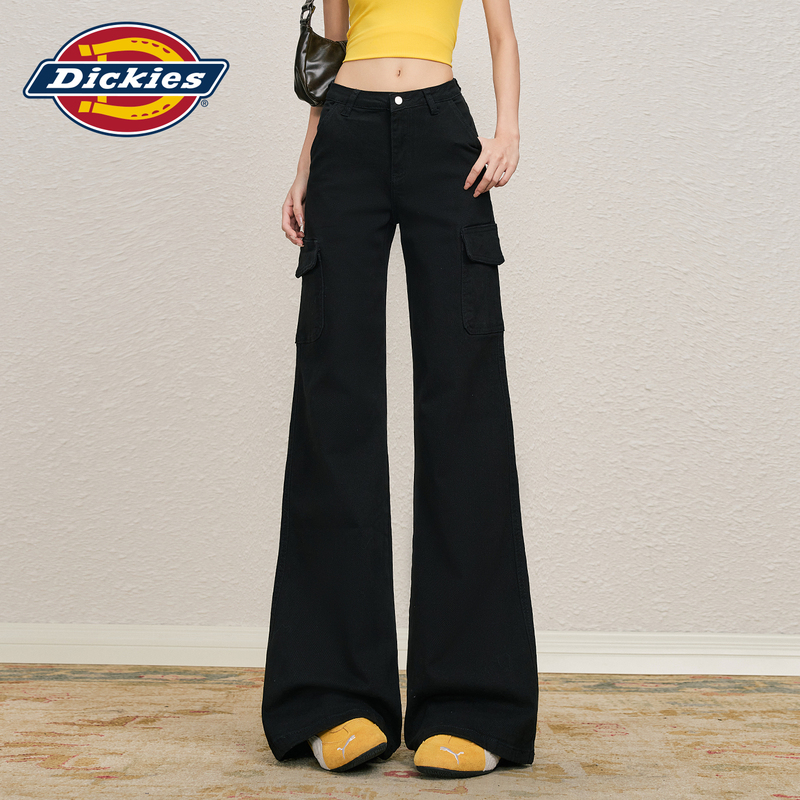 Dickies Black Workwear Jeans for Women, Slim Fit, Stylish Design, Street Style, Slightly Flared Pants