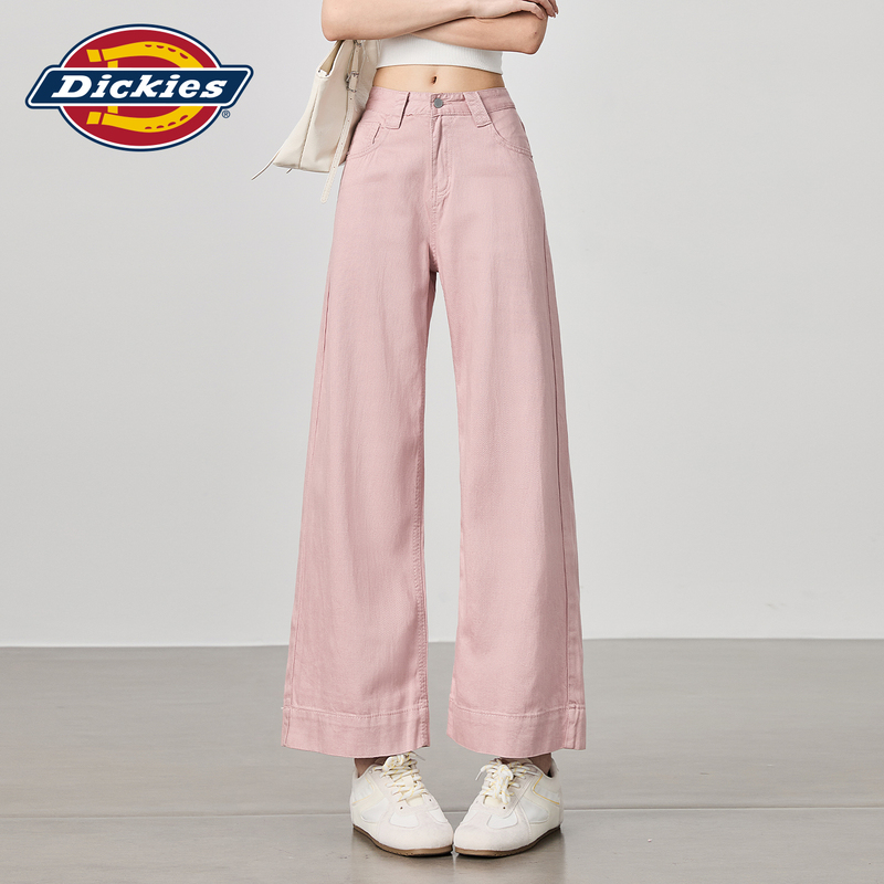 Dickies Pink Cropped Wide-Leg Jeans for Petite Women, 2026 Autumn New High-Waisted Straight-Leg Pants Dickies Pink Cropped Wide-Leg Jeans for Petite Women, 2026 Autumn New High-Waisted Straight-Leg Pants