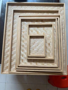 Square Bamboo Woven Basket Without Holes, Durable for Drying, Roasting, Tea and Medicine Tray, Sieve, Hot Pot, General-P