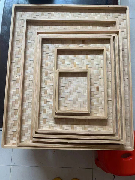 Square Bamboo Woven Basket Without Holes, Durable for Drying, Roasting, Tea and Medicine Tray, Sieve, Hot Pot, General-Purpose for Holding Food, Picture Frame