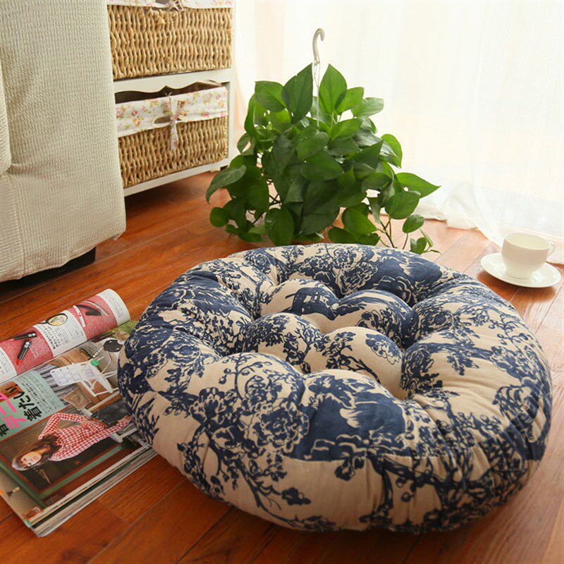 Bohemian ethnic style thickened cotton and linen round mat futon cushion seat cushion bay window mat fat mat tatami bay window