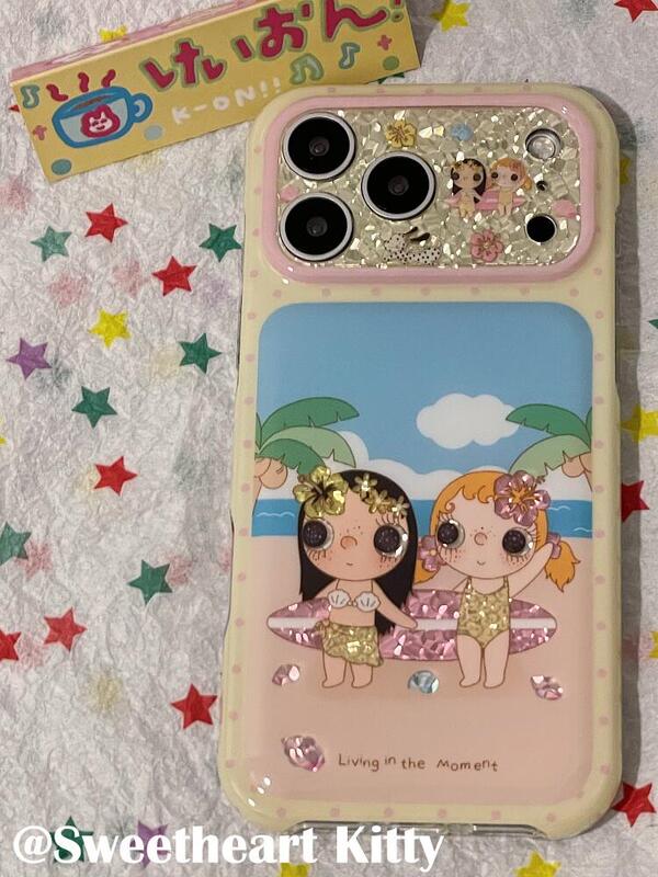 Ins Seaside Surfing Glittering Diamond Jade Suitable for 17Promax Phone Case Cute Ins Seaside Surfing Glittering Diamond Jade Suitable for 17Promax Phone Case Cute