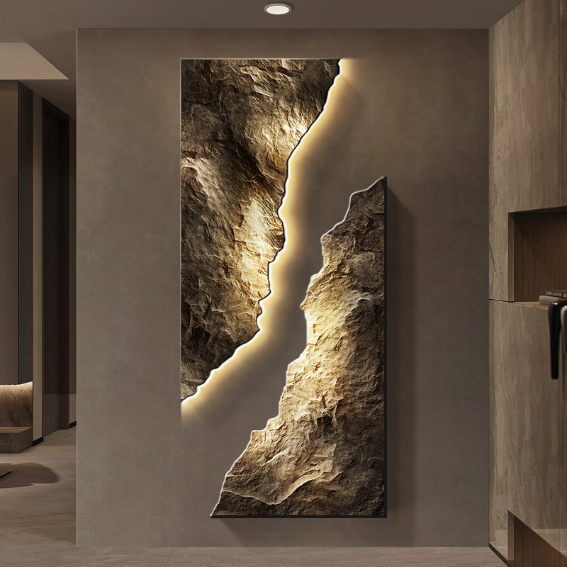 Light Luxury and High-End Entrance Decoration Painting, Abstract Sandstone Texture Wall Art, Grand 2025 New Model Corridor and Hallway Wall Painting