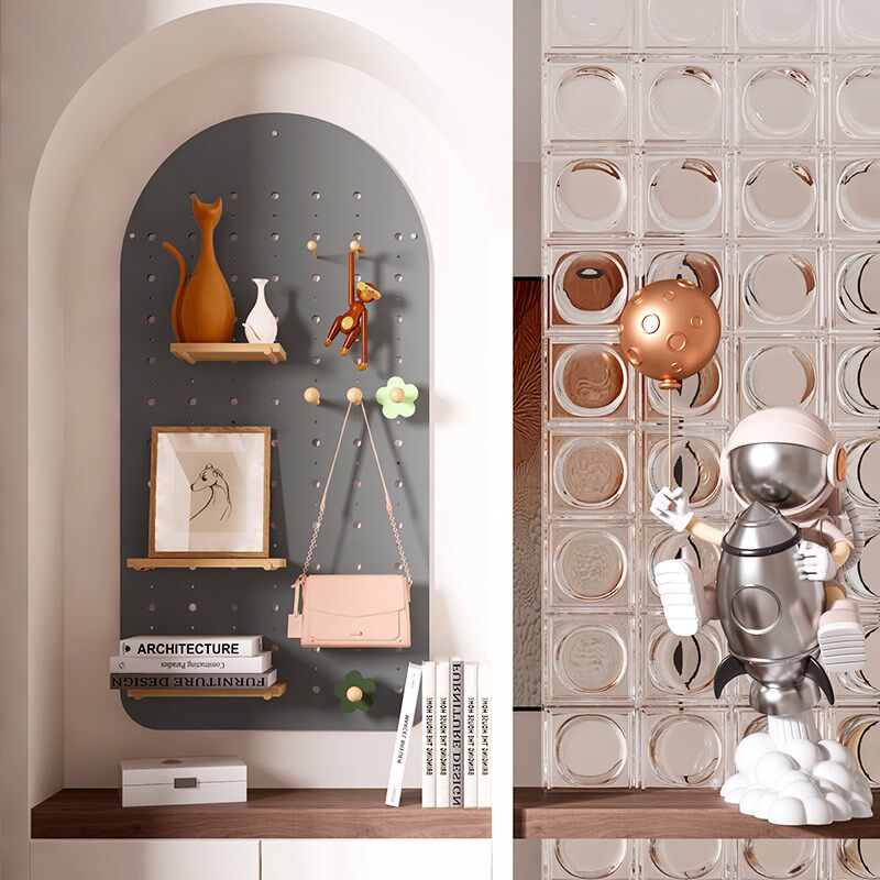 Solid wood hole board custom wall storage rack entry entrance hanging board wall hanging partition large and small hole storage display rack