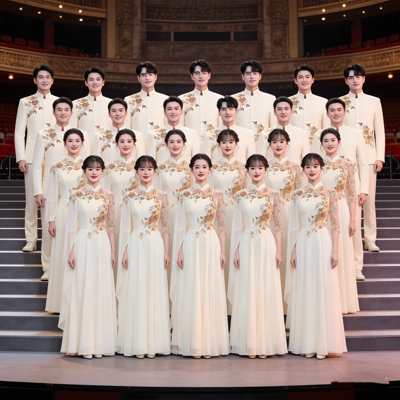 Choir Competition Performance Clothing Adult Female High School Student Choir Uniform College Style Long-Sleeved Dress Host Dress