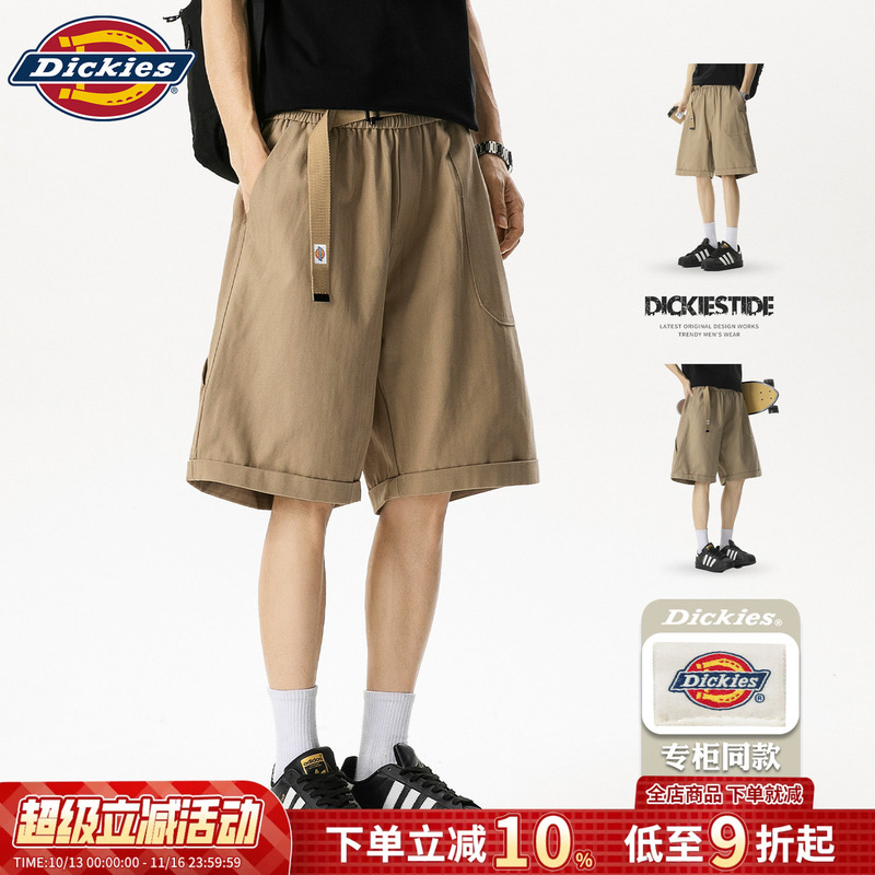 Dickies Work Shorts for Men, Summer Vintage Patchwork Casual Knee-Length Shorts, Loose Thin Pure Cotton American-Style Mid-Length Shorts