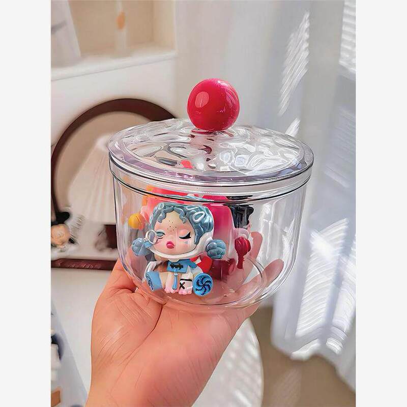 Cute Storage Box Glass Jar for Storing Dolls, Turtles, Small Toys, Sealed Jar, Decorative Piece, Transparent Display Stand, Storage Jar